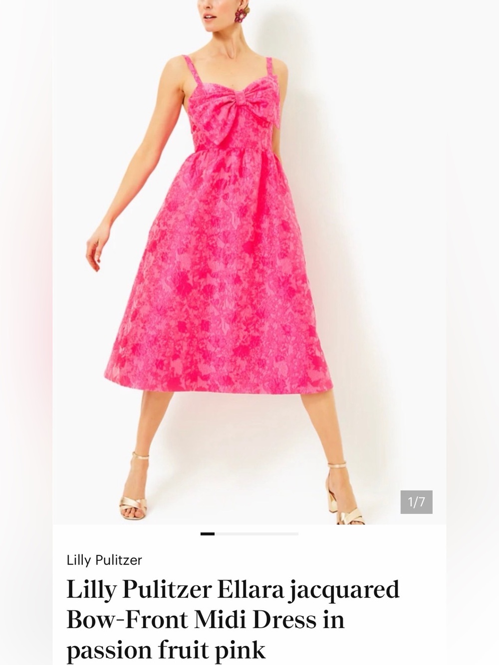 Lilly Pulitzer Bright Pink Bow-Front Midi Dress